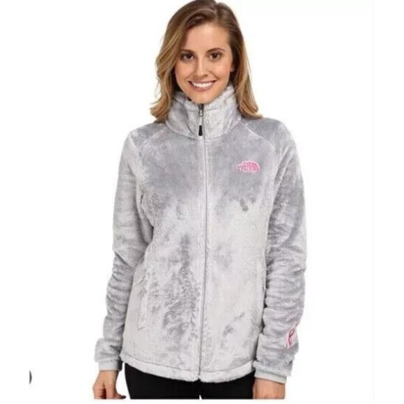 Womens The North Face Breast Cancer Awareness Osito 2 Zip Up Jacket Small Gray - Picture 1 of 6